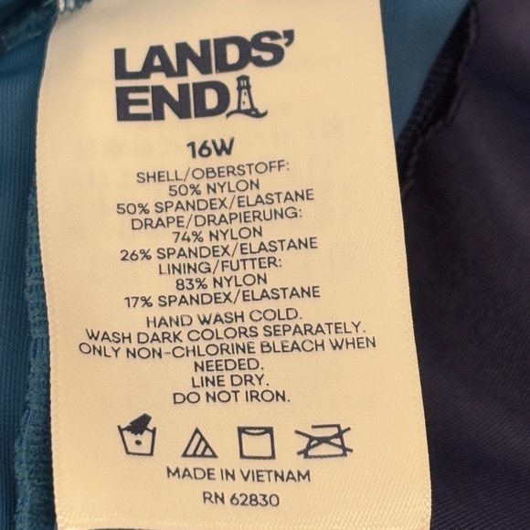 Land’ End Women’s One Piece Swim Dress Modest Tropical Sz16W Mature Flattering - Picture 10 of 13